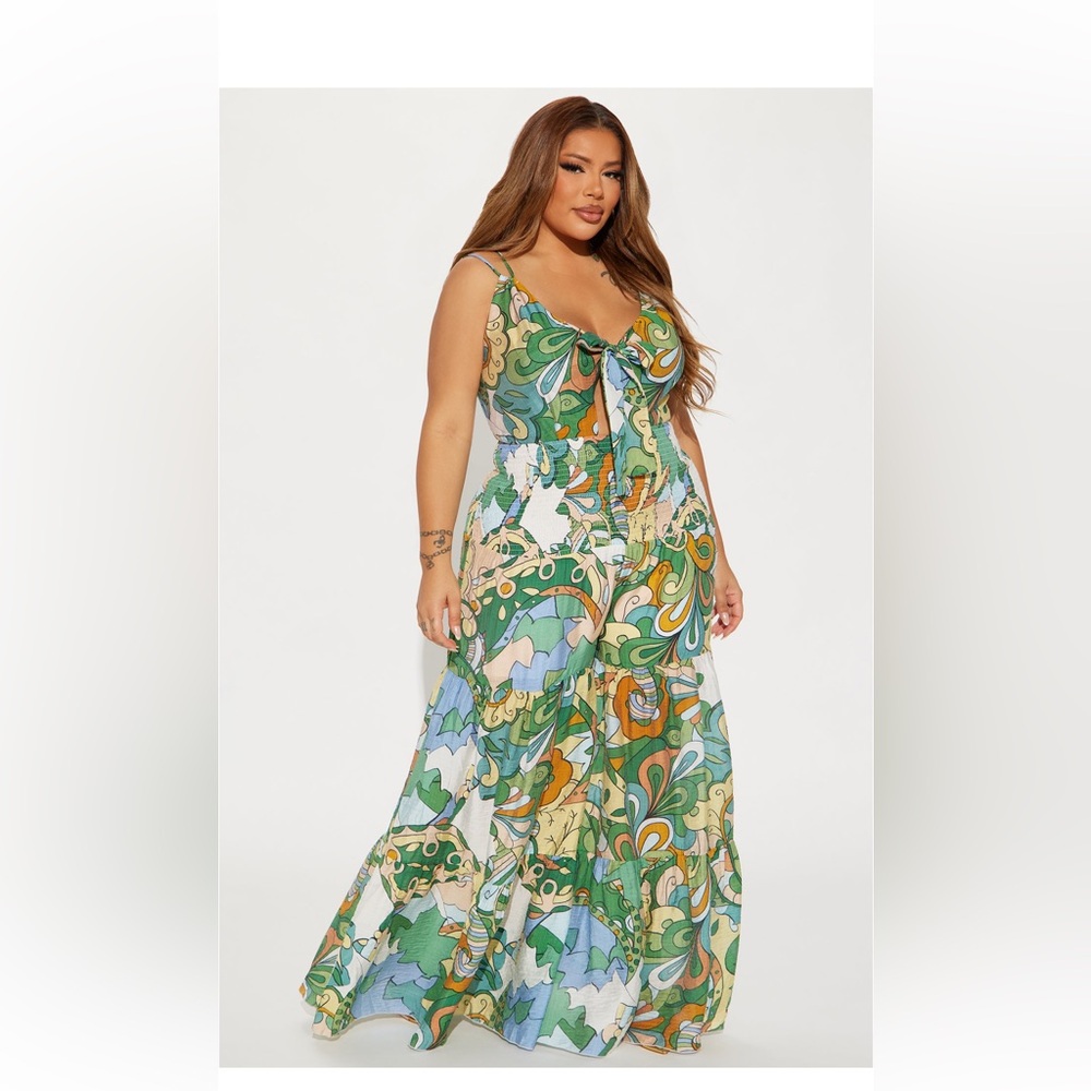 Printed Jumpsuit - Green/combo